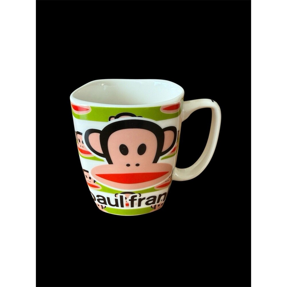 Paul Frank Julius Monkey 12oz Ceramic Coffee Mug Green White‎ New w/ Label